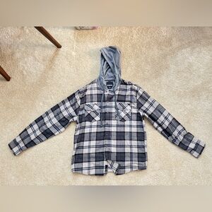 RSQ Gray and Black Plaid Hoodie Sweater
